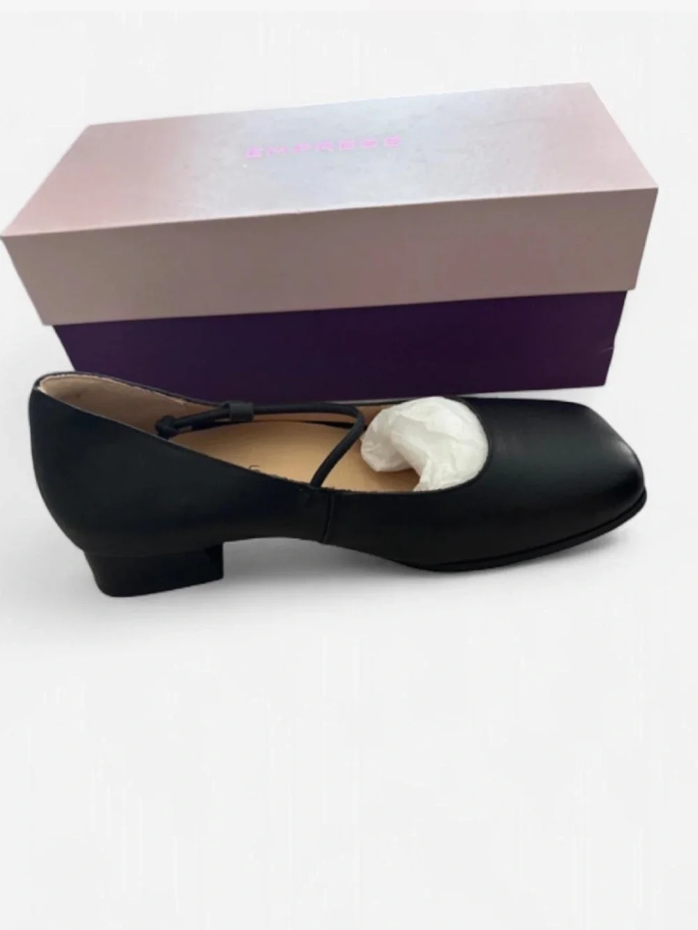 Empress Black Square-Toe Mary Jane Flats -w Extra set of insoles